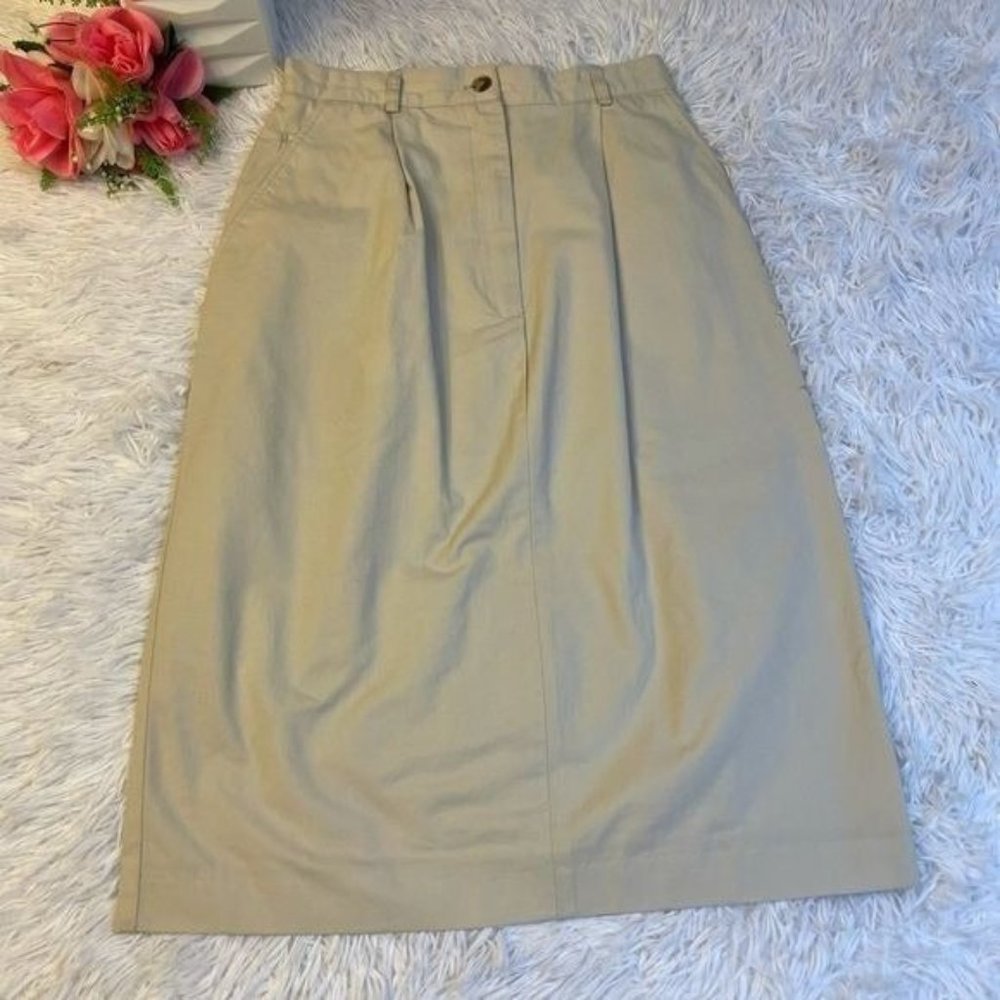 Talbots Vintage pleated tan midi skirt size 8